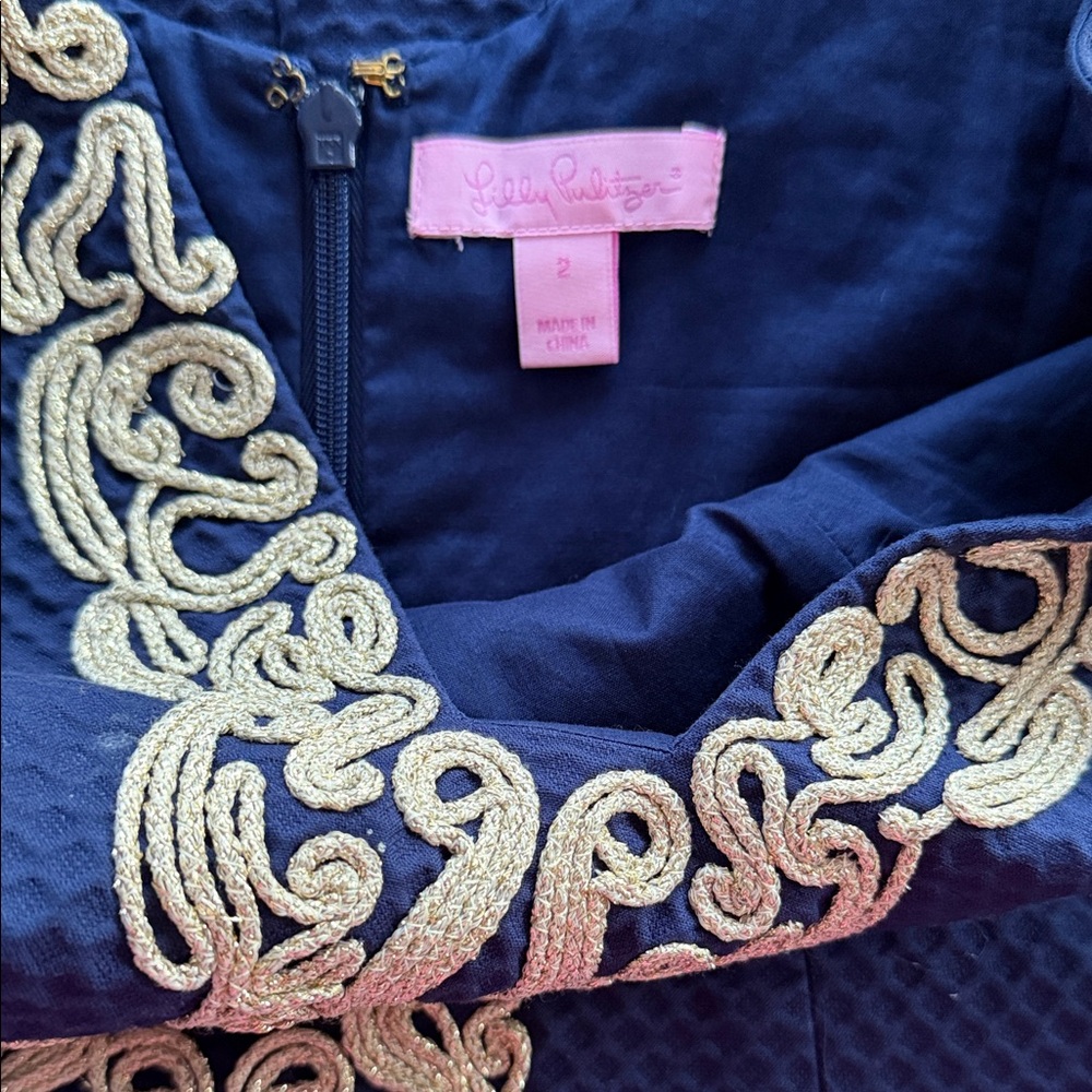 Lilly Pulitzer Blue Dress with Cream Accents - Picture 4 of 4